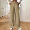 Damenhosen mit langem Bund High-Waist-Hose Lockerer Temperament Gerades Bein Nischendesign Hose