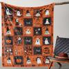 Spooky Halloween Ghost Pumpkin Pattern Flannel Throw Blanket Soft Lightweight Bed Sofa Cover, Decorative Seasonal Fleece Plush Home Decor for Fall Par