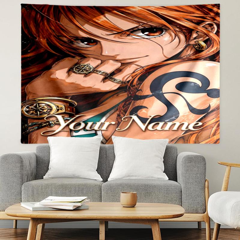 Personalized Name Nami Tapestry, Wall Hanging Tapestry, Pattern Tapestry for Dorm Bedroom Living Room Wall Art Photography Backdrop