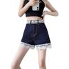 Women's Spring/Summer Lace Trim Slimming Stretch Denim Shorts - Leg-Lengthening