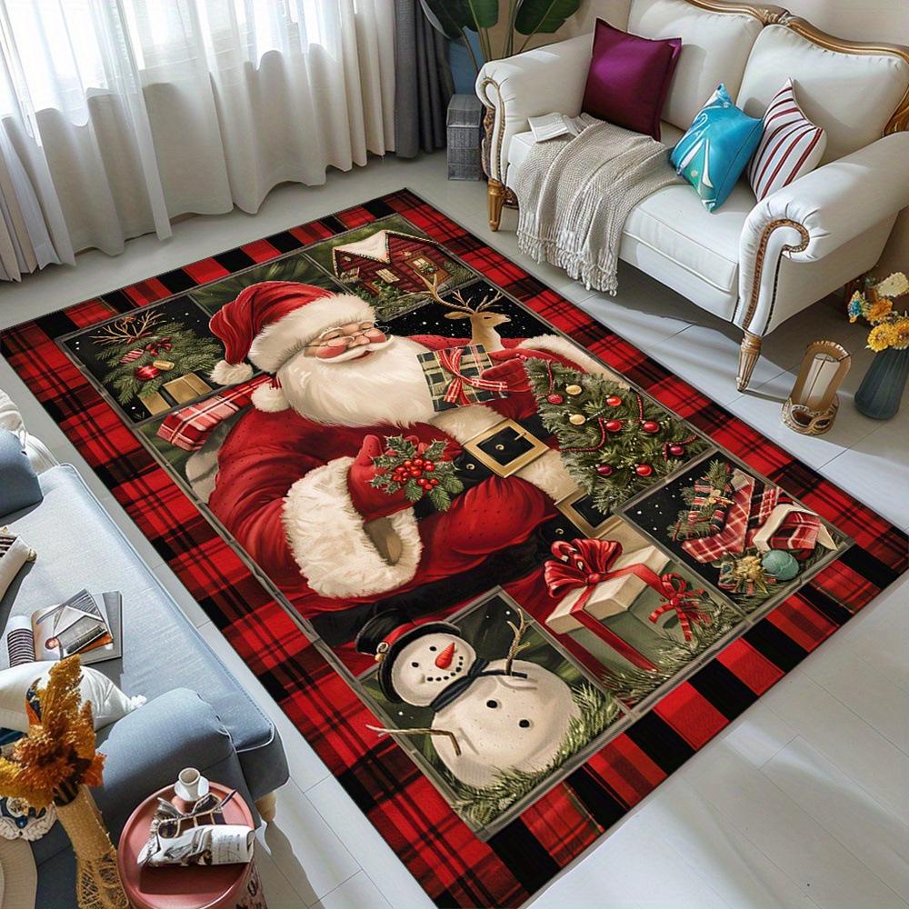 TEMU Christmas Crystal Velvet Carpet - Absorbent, Dirt & Wear Resistant, Large Size for Living Room.