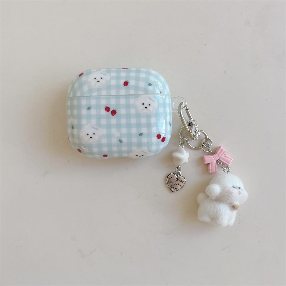 Cartoon Plaid Puppy Earphone Cover for Apple AirPods 1 /1 Generation Cute Pendant Case PRO1 All-inclusive PRO1