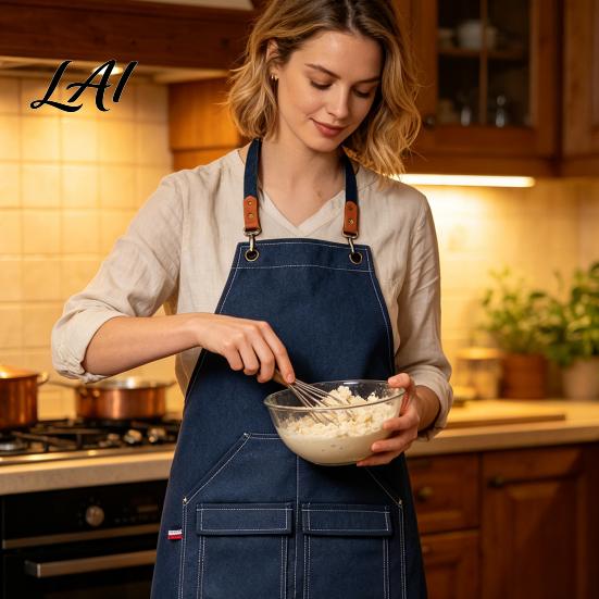 Cross Back Work Apron Waterproof Kitchen with Pockets Chef Cooking for Men Women Floral Arrangement Barista Gardening Painting Craft
