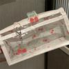 Sweet Cherry Transparent Pencil Case Large Capacity Student Stationery Zipper Pen Bag School Supplies Makeup Storage