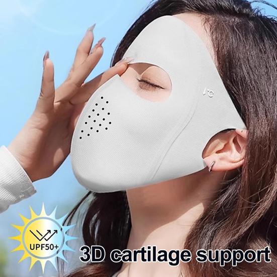 Soft Ice Silk Face Guard, Full Face Wrapping Face Protector, Breathable Holes Face Shield with Elastic Ear Loop for Outdoor Cycling Hiking Fishing