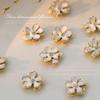Double Layer Alloy Flower Nail Decoration With White Three-dimensional Filigree Gold Border Five Petal Light Luxury Versatile