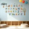 Educational Playroom Wall Decals 3Pcs Animal Alphabet Stickers, 26 Letters A-Z Decals, Peel Cute Pattern Stickers and Stick Removable for Kids Nursery