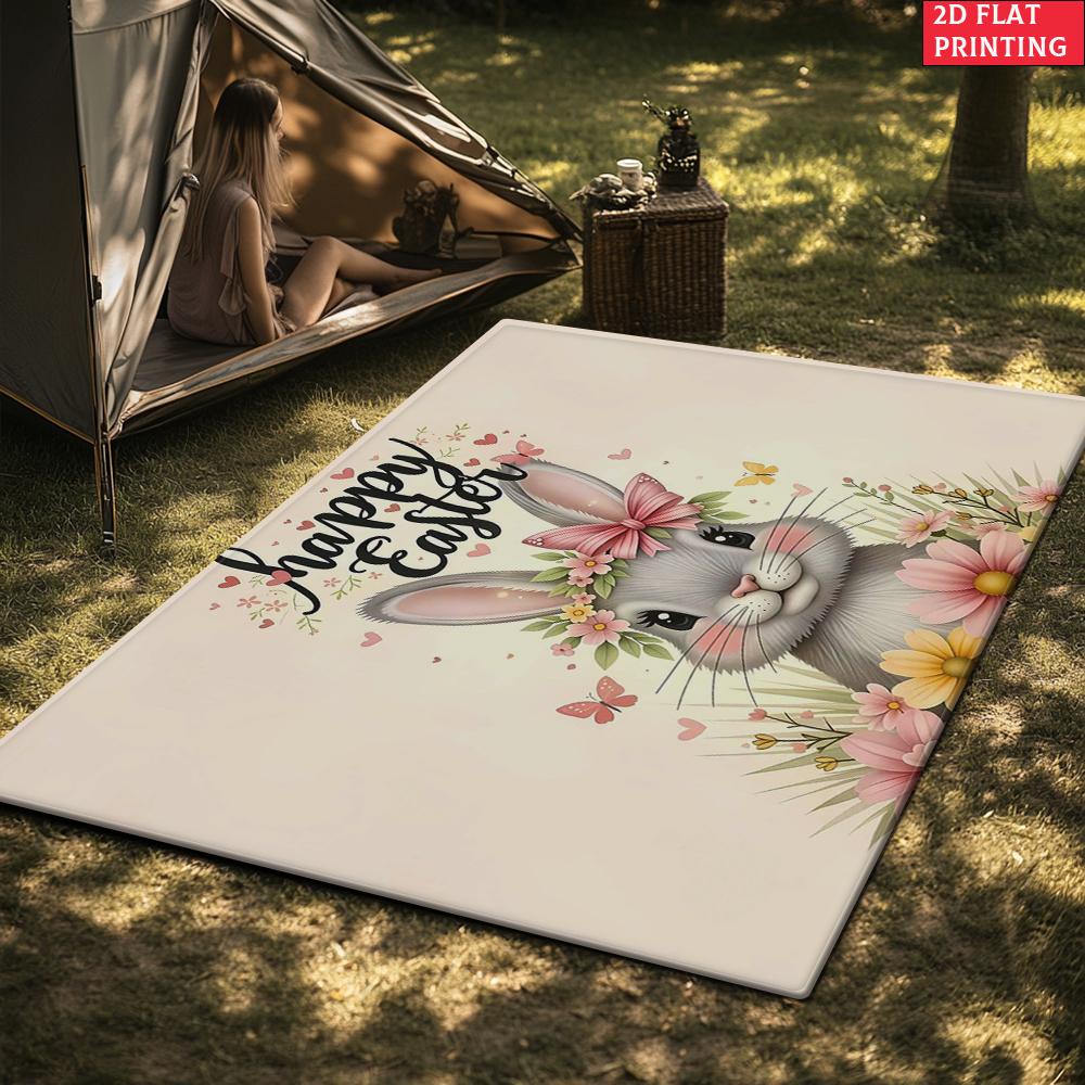 Adorable Easter Bunny  Large Room Carpet Non Slip Cartoon Kids Bedroom Living Room Floor Mat Home Decor Children's Play Carpet