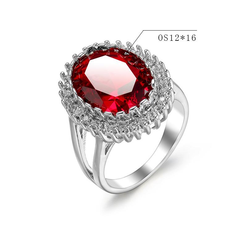 European & American Fashion Party Wedding Jewelry: Large Oval Zircon Ring for Women