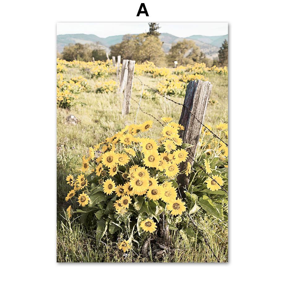 Sunflower Daisy Lemon Tree Car Butterfly Wall Art Canvas Painting Nordic Posters And Prints Wall Pictures For Living Room Decor