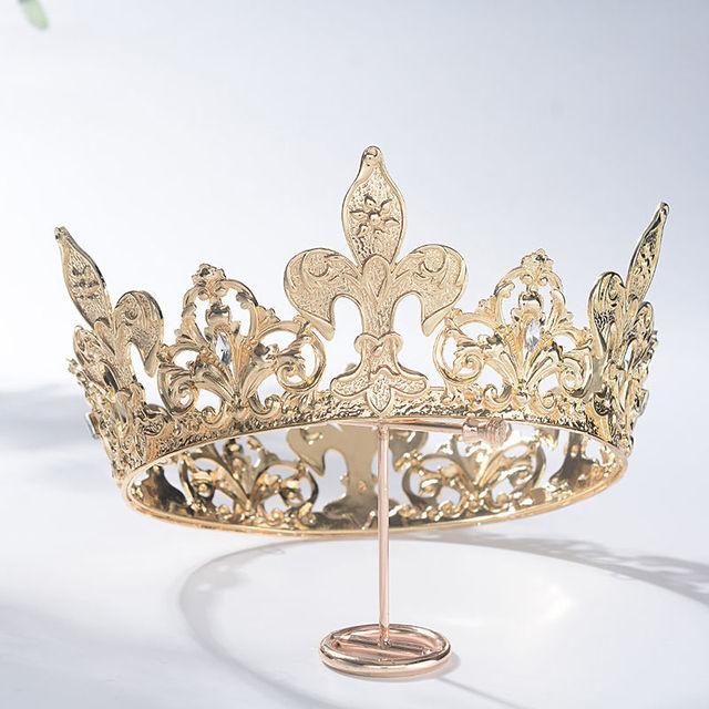 YOVECATHOU Royal King Crown Men Metal Prince Crowns Tiaras