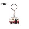 Camping Keychain Cartoon RV Shape Keychain, Contrasting Color Keyring Accessories for Travel Trailers, Enameled Metal Retro Car Trailer