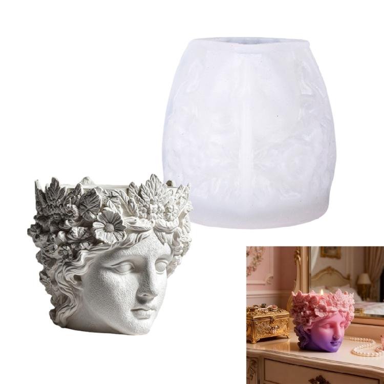 Detailed Silicone Wreath Face Mold For Making Decorative Planter Resin Jewelry Dishes And Artistic Cement Creations
