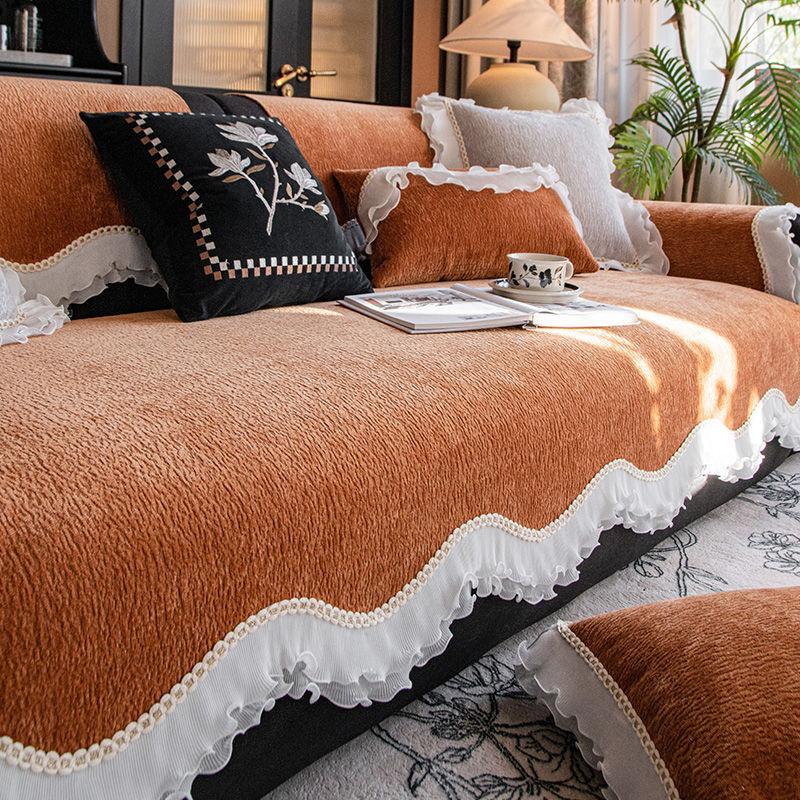 Retro Wind Sofa Cushion Universal In All Seasons, Special-Shaped New Non-Slip Light Luxury One-Piece Straight Row Sofa Cushion
