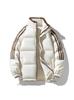 Unisex Trendy Stand Collar Loose Cotton Puffer Jacket - Thickened Striped Winter Coat