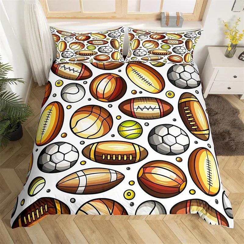 Fußball Handgezeichnete Skizze Fußballflagge Bequemer Bettbezug Kissenbezug Bettwäscheset Kinder Schlafzimmer Dekoration Heimtextil
