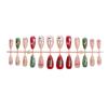 24PCS Christmas Manicure Nail Tips with Snowflake and Snowman Designs - Almond Shape