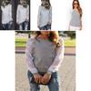 Grey Trim Lace Crew Neck Fitted Tshirt Blended Fabric Hoodie Women Sleeve Long