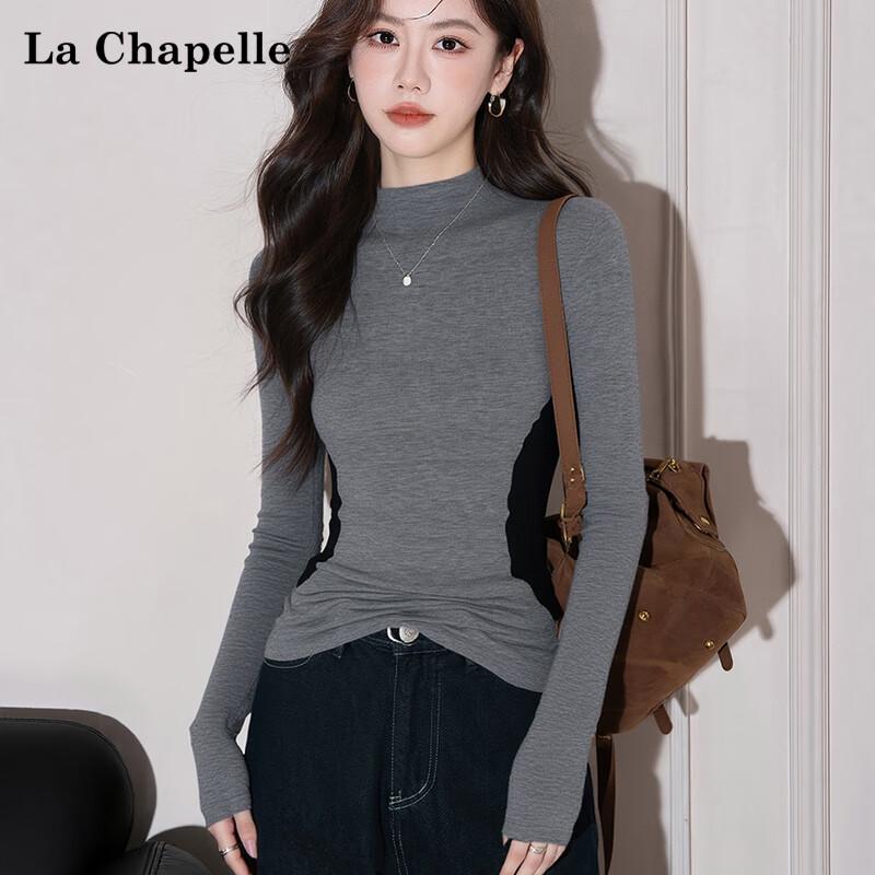 La Chapelle Women's Slim Fit Mock Neck Knit Top