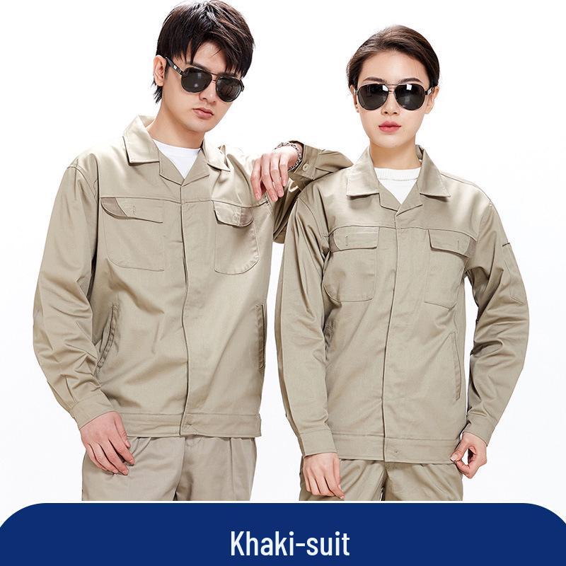 Men's Pure Cotton Embroidered Workwear Set - Long Sleeve, Wear-Resistant, Ideal for Welding & Auto Repair.