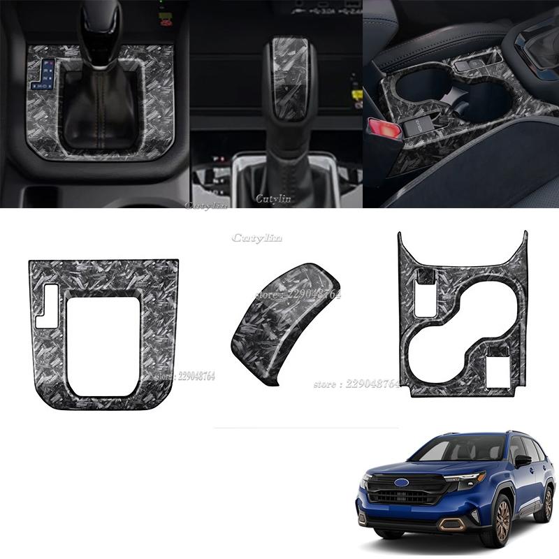 LHD RHD For Subaru Forester 2024 2025 ABS Black Center Console Gear Shift Panel Cover trim Gear Head Knob Front Water Cup holder