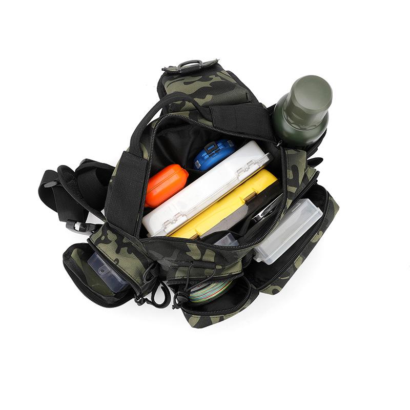 Camouflage Fishing Waist/Shoulder Bag with Rod Holder and Tackle Box