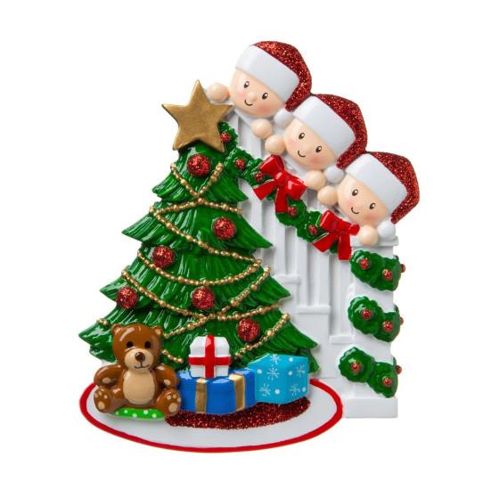 Custom Family Christmas Ornaments with Name Peeking Family of 2/3/4/5/6 Christmas Tree Ornament Holiday Gift for Family Friend
