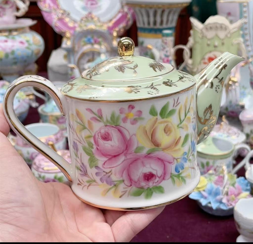 Ceramics Flower Jewelry Storage Box Vase Teapot Flower Basket Jewelry Case Storage Jewelry Organizer Display Home Decor Ornament