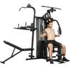 Multifunctioneel Trainingsstation, Huis Fitnessmachine voor Meer Dan 10 Oefeningen, Gewichten, Verstelbare Fitnessbank, Zwart