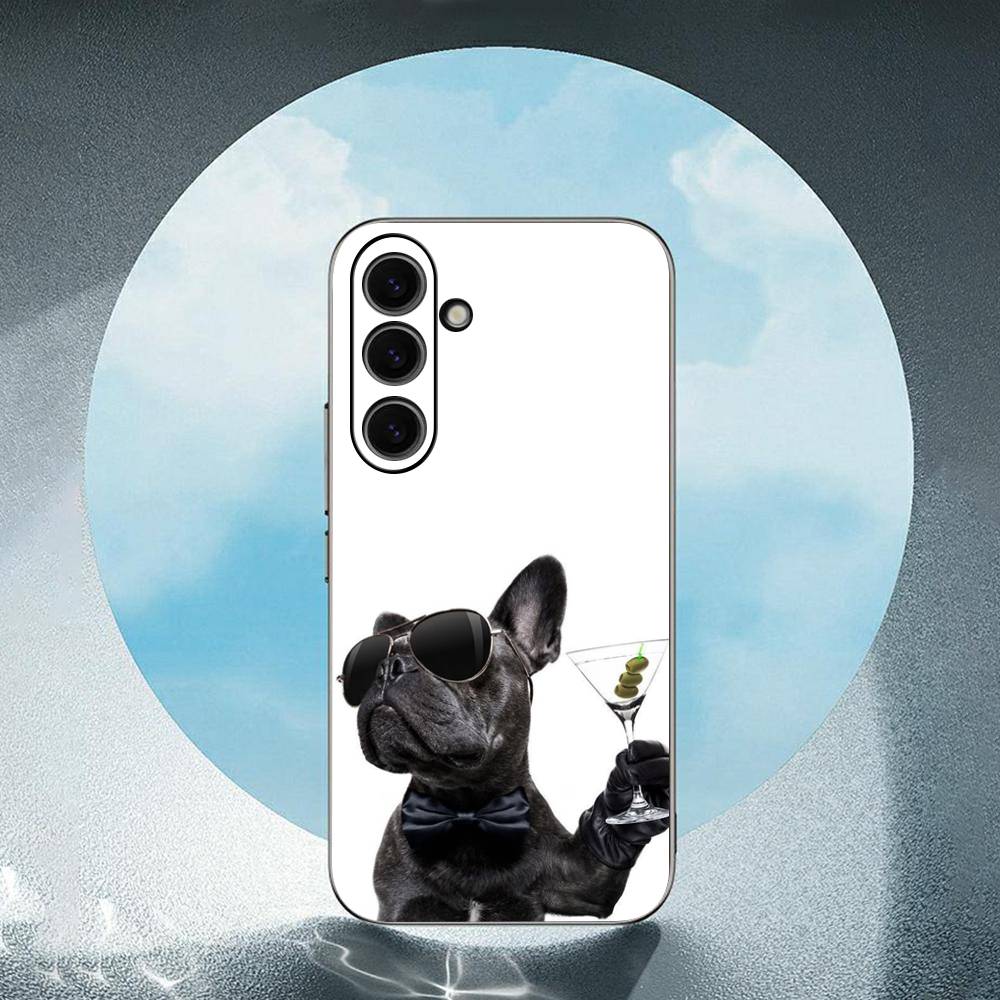 Pug Dog French Bulldog Luxury Black Phone Case For Samsung Galaxy S23 S24 S25 Ultra S22 Plus S21