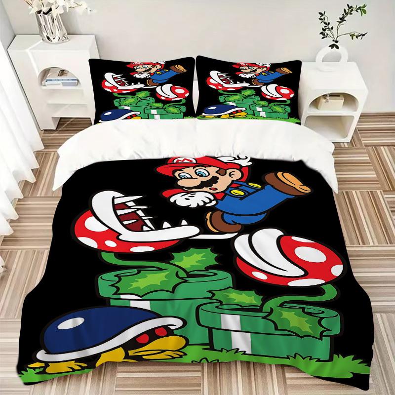3pc Mario Bedding Set Guest Room Bedroom Decor Christmas Halloween Decor Gifts- All Seasons (No Insert)a1013058