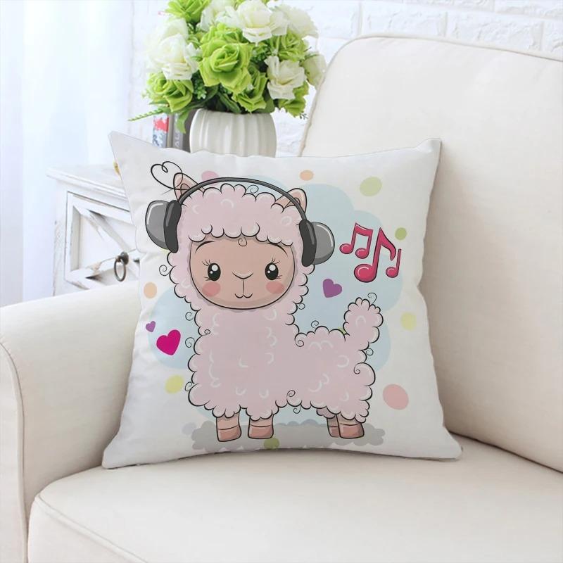 Cute Cartoon Alpaca Pillowcase Car Ornaments Office Living Room Sofa Home Pillowcase