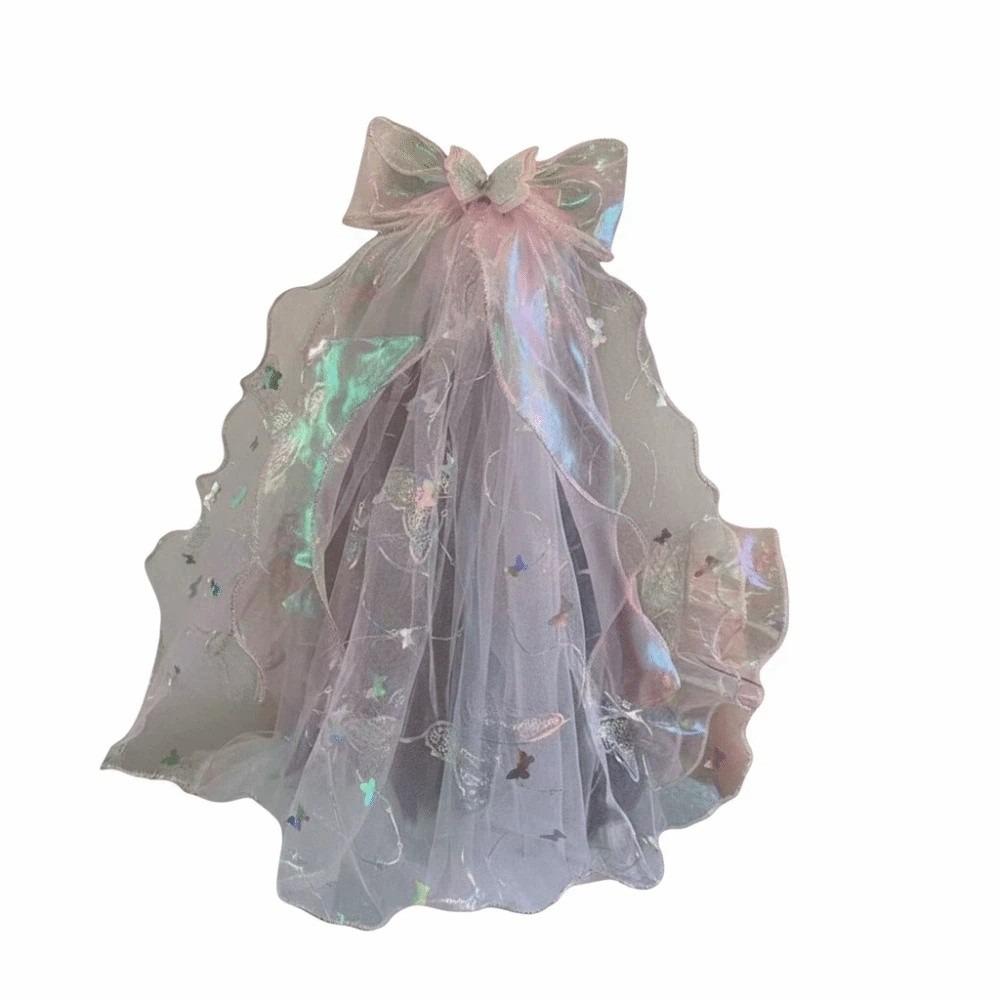 Mesh Veil Hair Clip Bow Super Fairy Veil Fashion Girls Head Gauze  Birthday Headdress