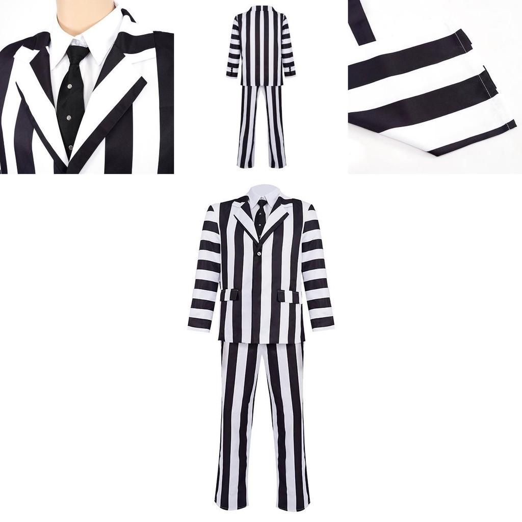 Michael Keaton Striped Suit For Halloween Wizard Cosplay Perfect For Stage Play