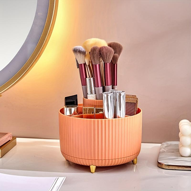 1pc Advanced rotating cosmetic storage box for easy access - durable plastic brush and skincare organizer