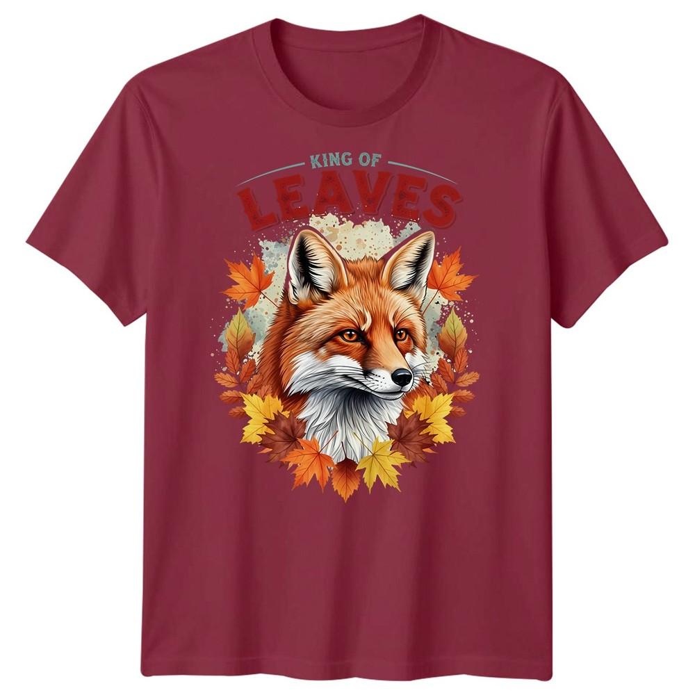 Re delle Foglie Volpe Foglie d'Autunno Stagioni T-Shirt Grafica Unisex