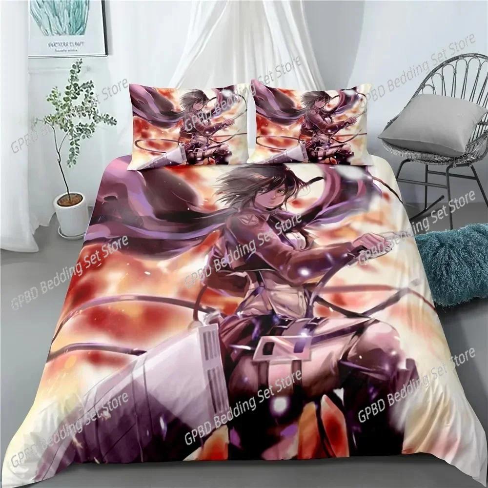 Luxury New 3D Print Fashion Anime Attack on Titan Home Textile Pillow Case Duvet Covers Comforter Bedding Sets For Home Textiles