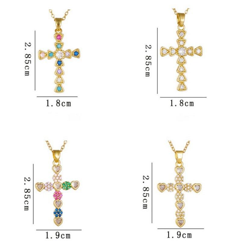 High Grade Cross Zircon Pendant Necklace Stainless Steel Light Luxury Geometric Choker Jewelry Party Gifts For Women Girls
