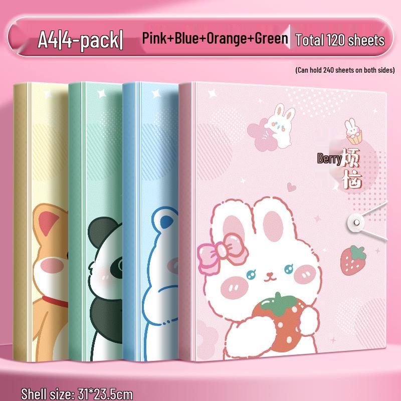 A4 Multi-Layer Transparent Document Folder with Loose-Leaf Inserts for Students