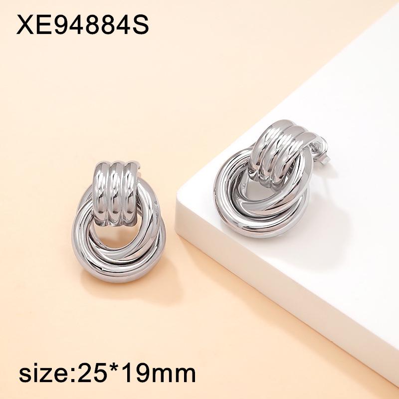 2025 Chic Geometric Titanium Steel Gold-Plated Hoop Earrings for Women - Versatile and Trendy