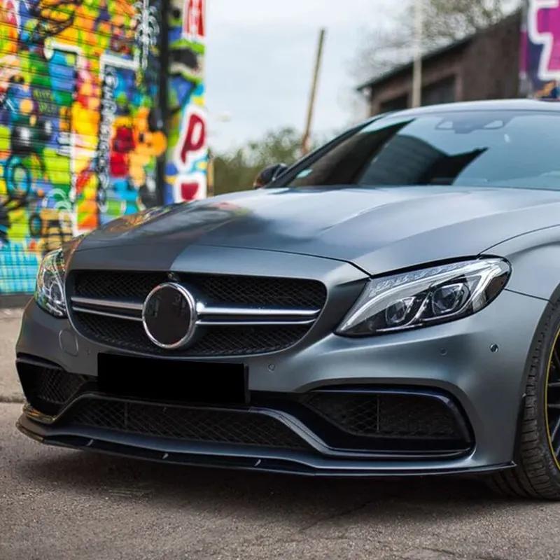 Car Front Bumper Lip Diffuser Spoiler For Mercedes-Benz C-class W205 C205 C63 AMG C63 & AMG S 2015-2022 Body Kits Tuning