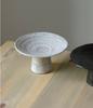 Piatto Rotondo in Gres Stoneware Retrò Vassoio per Frutta Piatto da Dessert Vassoio per Rinfreschi Piatto da Cena su Treppiede Alto Piatti in Ceramica Bianco e Nero