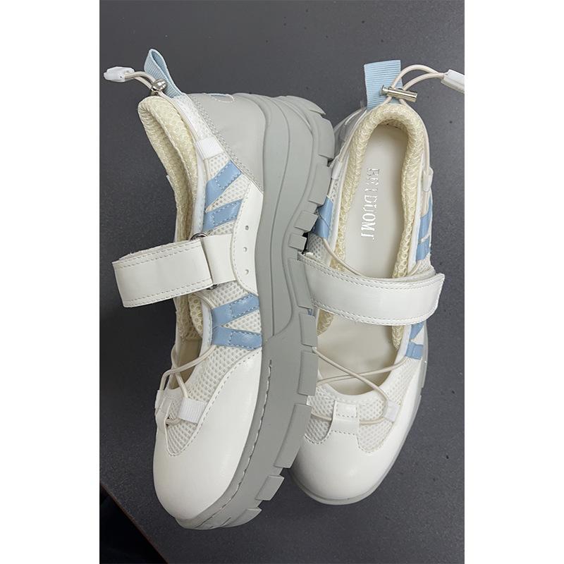 

Cowhide version~ platform sole functional wind Korean version dad shoes women s new Velcro ballet sneakers Mary Jane shoes 40