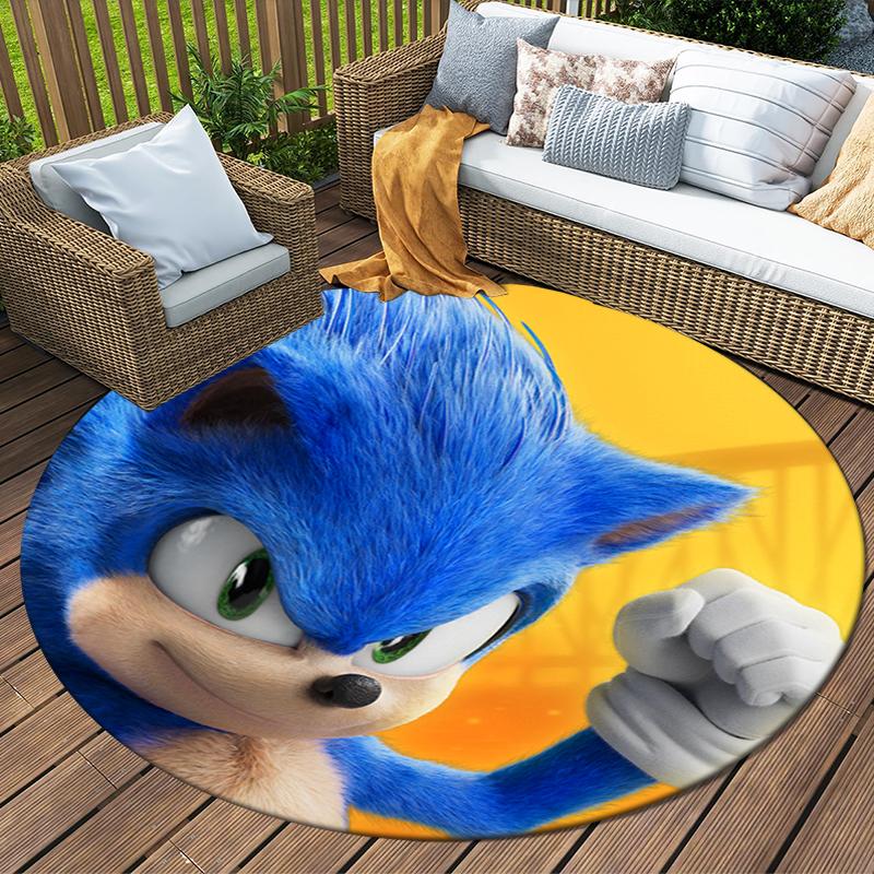 Sonic Printed Chair Rug for Home Office Use, Living Room Kitchen Game Room Round Carpet
