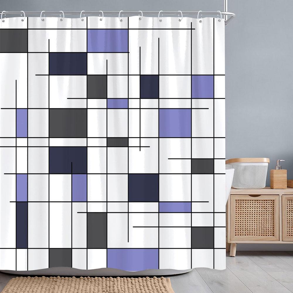 Abstract Geometric Shower Curtain Black White Colourful Colour Block Line Simple Modern Polyester Shower Curtains Bathroom Decor