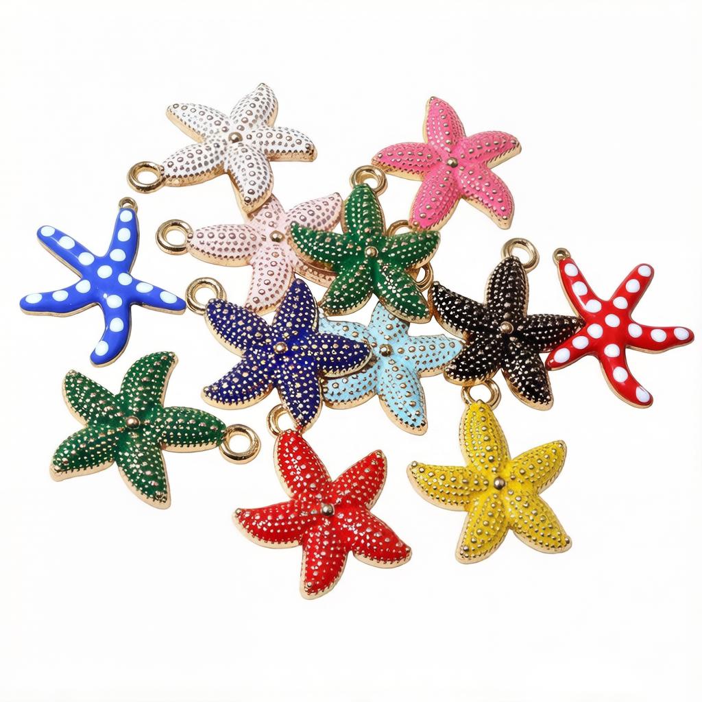 20pcs Enamel Starfish Charms Pendant 23x19mm Alloy Metal Crafts for Earrings Necklace Bracelet DIY Jewelry Making Accessories