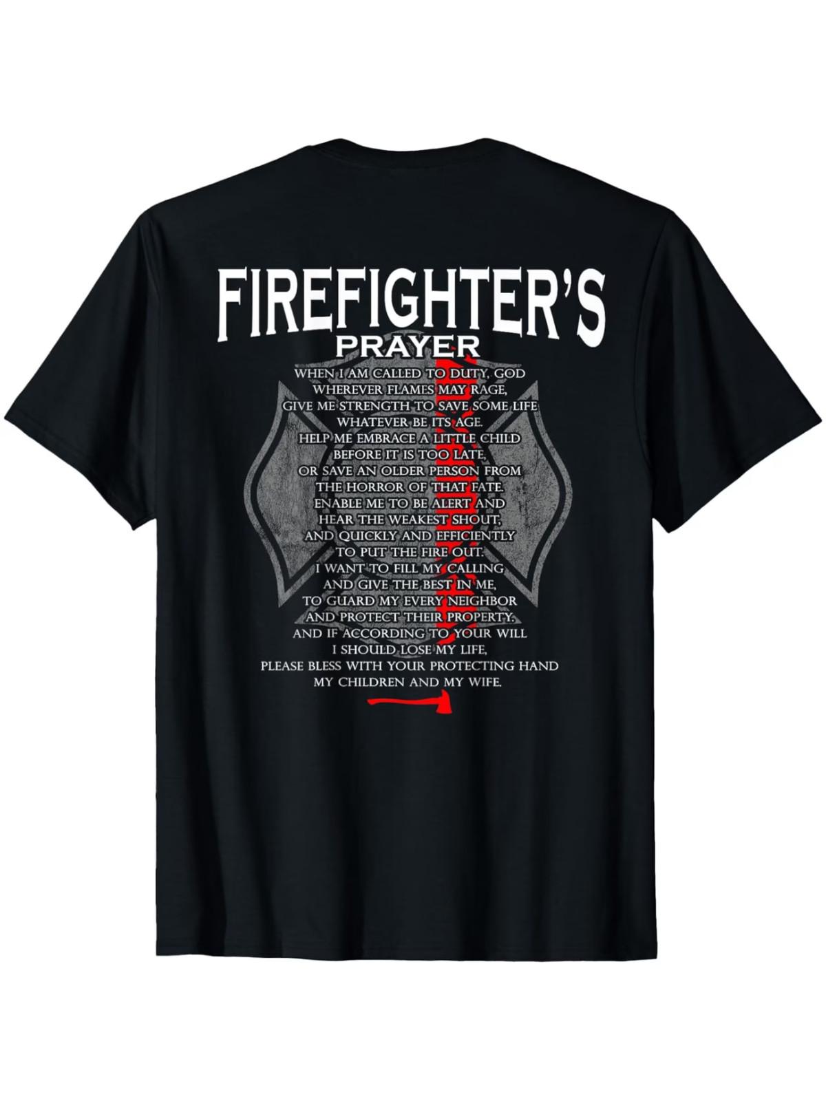 Firefighter s Prayer T-Shirt - Thin Red Line Design, 100% Cotton, Breathable S разноцветный