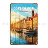 Copenhagen Denmark Travel Art Vintage Metal Sign Printed Garage Mural Wall Decor Wall Mural Tin Sign Poster