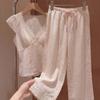 Short-sleeved Shorts with Chest Pads, Pajamas for Women's Summer New Large-size Pure Lust Lace Loungewear Three-piece Set