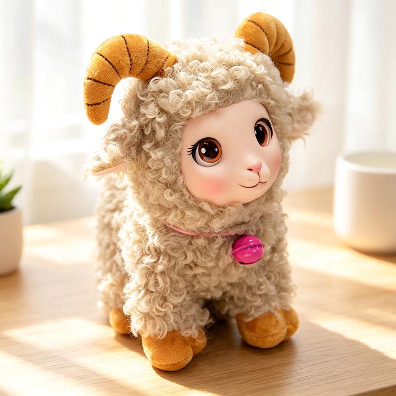 Adorable Silicone Little Sheep Plush Toy Pendant - Curly Wool Leather Face Bag Charm Doll